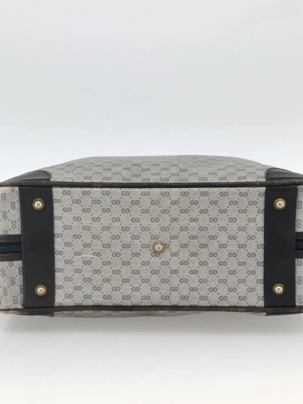 GUCCI Micro GG Supreme Hand Bag PVC Navy Gold 002 39 4330 Auth fm5279